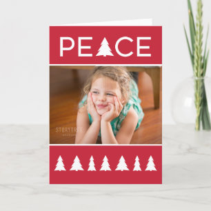 Cartes Pour Fêtes Annuelles Paix moderne Arbres rouges blancs Votre photo