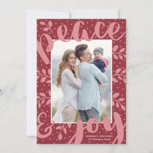 Cartes Pour Fêtes Annuelles Paix moderne et joie Stylish Christmas Red Photo