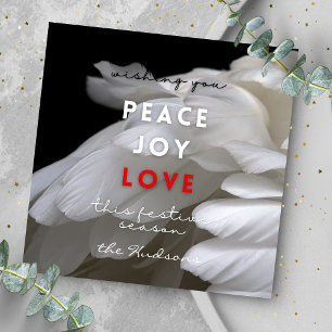 Cartes Pour Fêtes Annuelles Paix moderne Joy Amour Plumes blanches Noël
