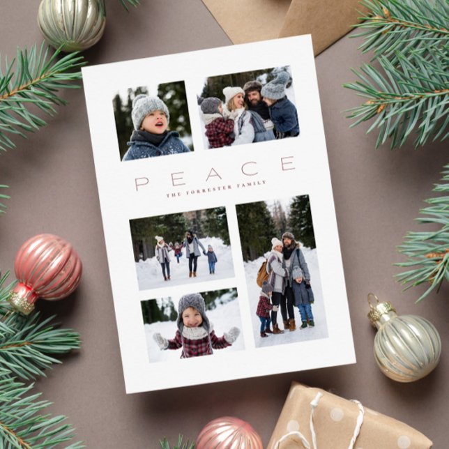 Cartes Pour Fêtes Annuelles Paix moderne minimum 5 photo Noël (Créateur téléchargé)