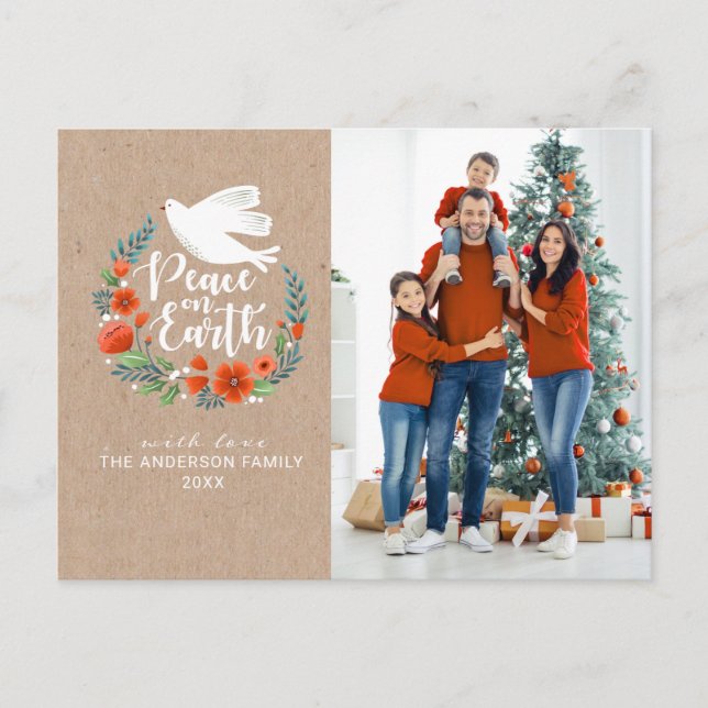 Cartes Pour Fêtes Annuelles Paix moderne sur Terre Photo de famille Noël (Devant)