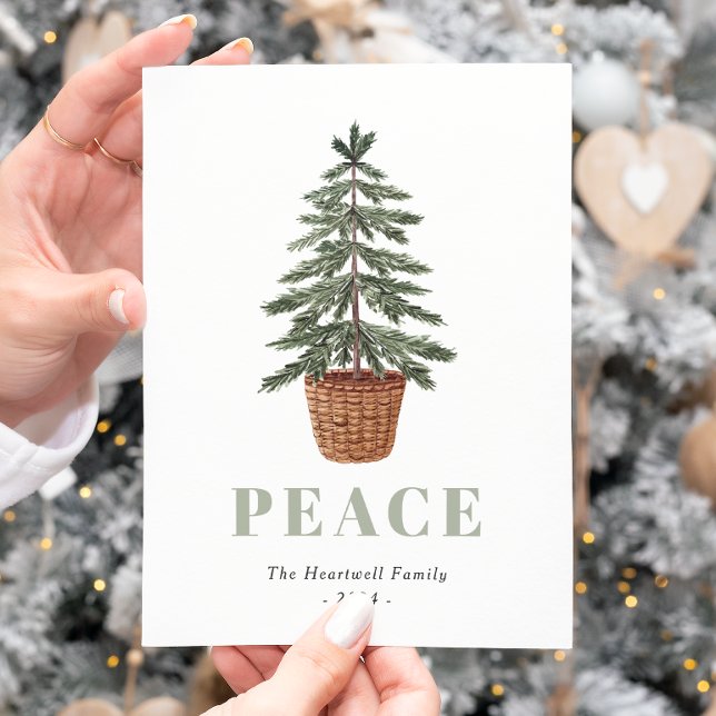 Cartes Pour Fêtes Annuelles Paix Noël À feuillage persistant Arbre simple (Créateur téléchargé)
