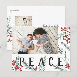 Cartes Pour Fêtes Annuelles Paix photo typographique Botanique