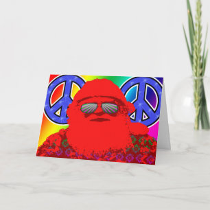 Cartes Pour Fêtes Annuelles Paix psychédélique de Père Noël