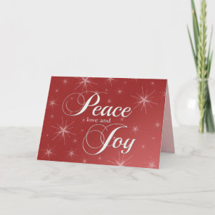 Cartes Pour Fêtes Annuelles Paix rouge chaleureuse, amour et joie