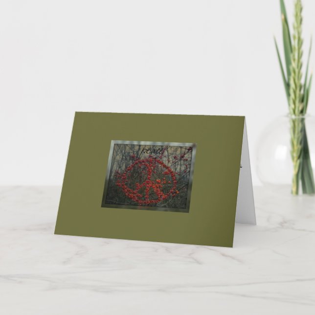 Cartes Pour Fêtes Annuelles Paix rouge de baie (Devant)