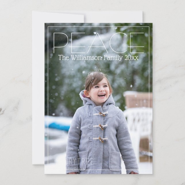 Cartes Pour Fêtes Annuelles Paix Simple Famille de Noël (Devant)