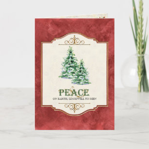 Cartes Pour Fêtes Annuelles Paix sur la salutation chrétienne d'arbre de Noël