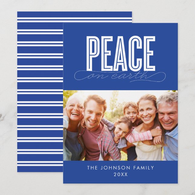 CARTES POUR FÊTES ANNUELLES PAIX SUR LA TERRE FAMILLE PHOTO NOËL (Devant / Derrière)