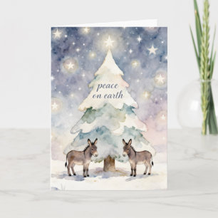 Cartes Pour Fêtes Annuelles Paix sur Terre ânes et sapin de Noël