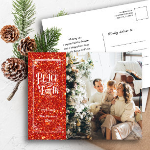 Cartes Pour Fêtes Annuelles Paix sur Terre Étincelle Parties scintillant rouge