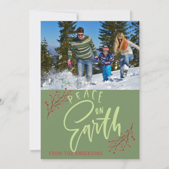 Cartes Pour Fêtes Annuelles Paix sur Terre Fête photo personnalisée (Devant)