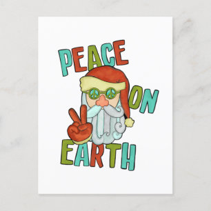 Cartes Pour Fêtes Annuelles Paix sur Terre Hippie Père Noël