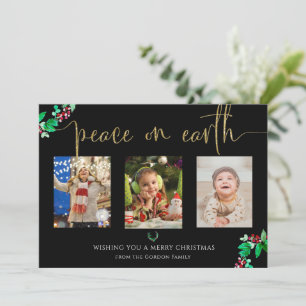 Cartes Pour Fêtes Annuelles Paix sur Terre Noël 3 Photo Aquarelle Wreath
