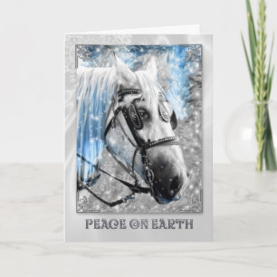 Cartes Pour Fêtes Annuelles Paix sur Terre Noël Cheval Blanc