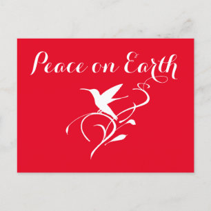 Cartes Pour Fêtes Annuelles Paix sur Terre Noël Colibri Minimal Rouge