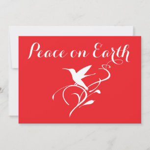Cartes Pour Fêtes Annuelles Paix sur Terre Noël Colibri moderne Rouge