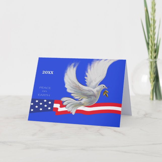 Cartes Pour Fêtes Annuelles Paix sur Terre. Noël patriotique de Peace Dove (Devant)