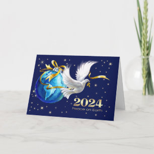 Cartes Pour Fêtes Annuelles Paix sur Terre. Nouvel An personnalisé 2024
