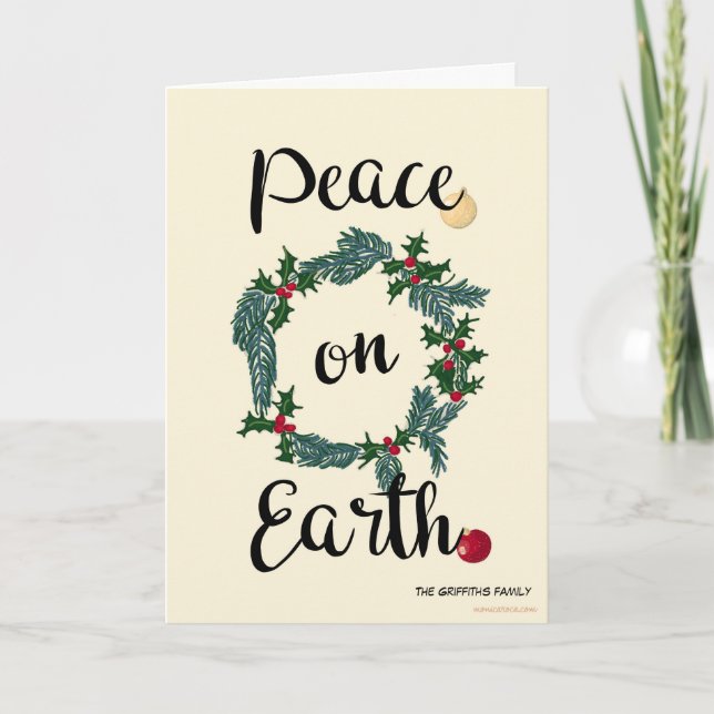 Cartes Pour Fêtes Annuelles Paix sur Terre. Personnalisable (Devant)