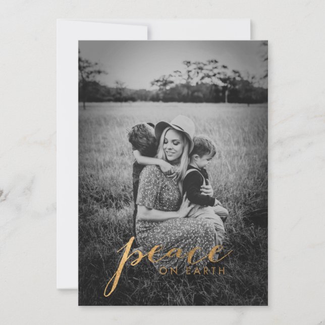 Cartes Pour Fêtes Annuelles Paix sur Terre Photo de famille Noël (Devant)