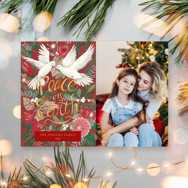Cartes Pour Fêtes Annuelles Paix sur Terre Photo Noël (Peace On Earth Photo Christmas Holiday Card)