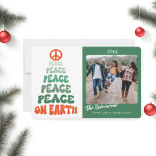 Cartes Pour Fêtes Annuelles Paix sur Terre Police Retro Font Photo personnalis