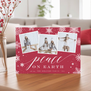 Cartes Pour Fêtes Annuelles Paix sur Terre   Snowflake 3 Photo Collage