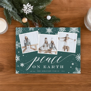 Cartes Pour Fêtes Annuelles Paix sur Terre   Snowflake 3 Photo Collage