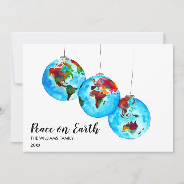 Cartes Pour Fêtes Annuelles Paix sur Terre Vacances de Noël (Devant)