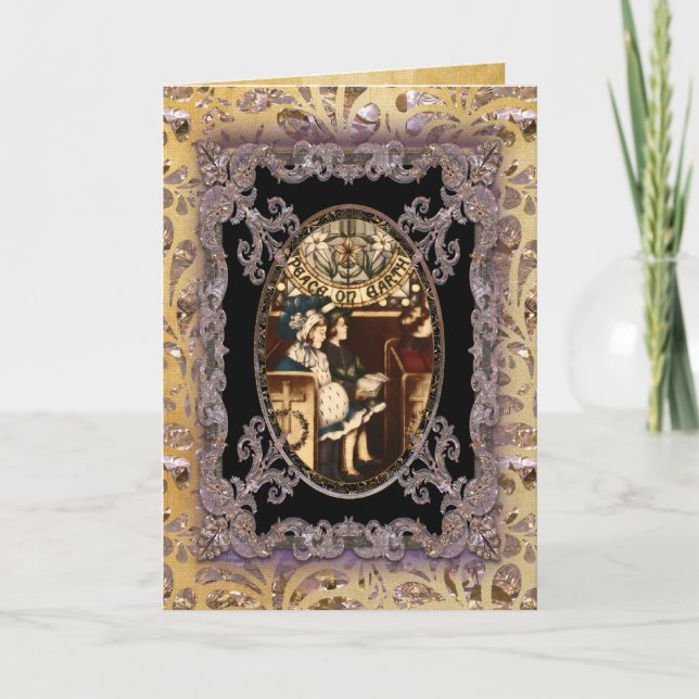 Cartes Pour Fêtes Annuelles Paix sur Terre Victorienne (Devant)