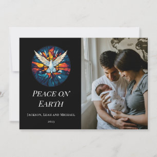 Cartes Pour Fêtes Annuelles Paix sur Terre Vitrail Dove Conception de Noël