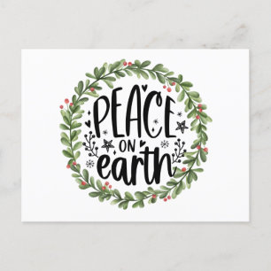Cartes Pour Fêtes Annuelles Paix sur Terre Watercolor Wreath
