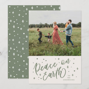 Cartes Pour Fêtes Annuelles Paix verte sur Terre Lettres de Noël Photo