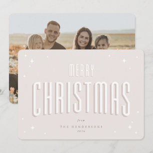 Cartes Pour Fêtes Annuelles Pale Rose Joyeux Noël Retro Stations Flat Photo