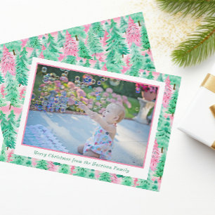 Cartes Pour Fêtes Annuelles Palm Beach Christmas Pink & Green Trees Photo