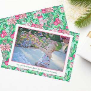 Cartes Pour Fêtes Annuelles Palm Beach Noël rose et soie verte Photo