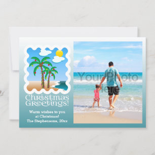 Cartes Pour Fêtes Annuelles Palm Tree Holiday Lights Beach Photographie de Noë