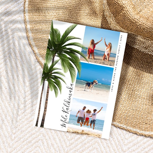 Cartes Pour Fêtes Annuelles Palm Tree Mele Kalikimaka Photo Collage (Créateur téléchargé)