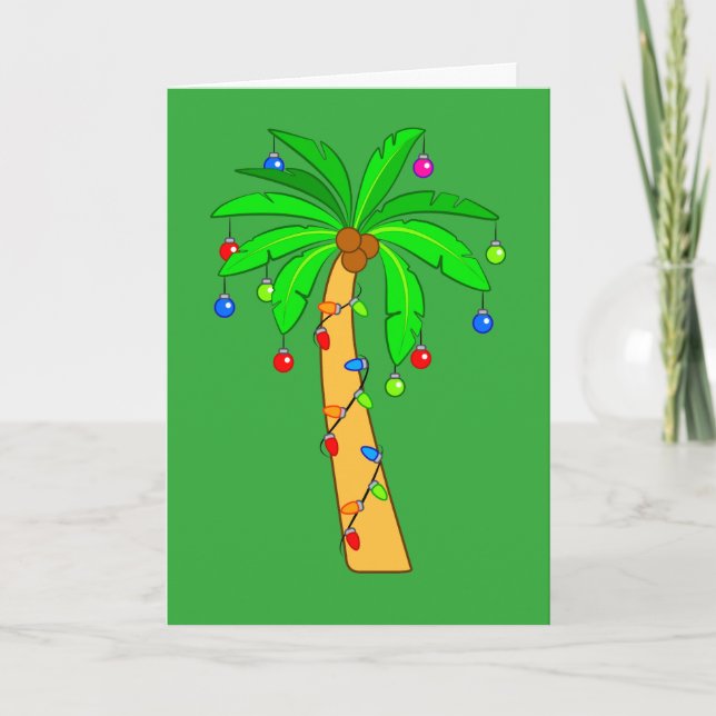 Cartes Pour Fêtes Annuelles Palmier décoré pour Noël (Devant)