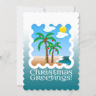 Cartes Pour Fêtes Annuelles Palmier Flammes de Vacances Plage Noël