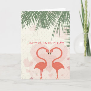 Cartes Pour Fêtes Annuelles Palmier Heureuse Sainte-Valentin Rose Flamant rose