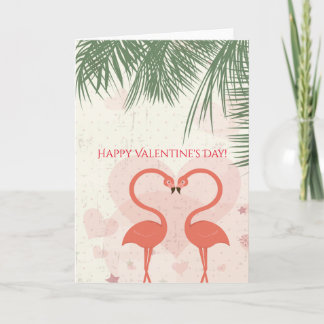 Cartes Pour Fêtes Annuelles Palmier Heureuse Sainte-Valentin Rose Flamant rose