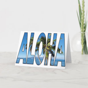 Cartes Pour Fêtes Annuelles Palmiers Aloha Hawaii Lahaina Typographie Vierge