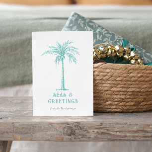 Cartes Pour Fêtes Annuelles Palmiers tropicaux Mer et voeux Noël