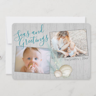 Cartes Pour Fêtes Annuelles Pampas Grass Rustic Beach Photo de vacances
