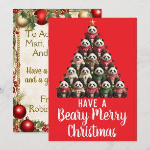 Cartes Pour Fêtes Annuelles Panda Beary Joyeux sapin de Noël