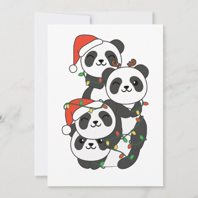 Cartes Pour Fêtes Annuelles Panda Christmas Tree Animaux de Noël Pandas (Devant)