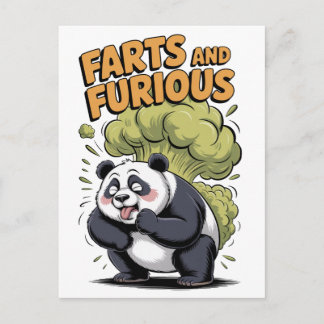 Cartes Pour Fêtes Annuelles Panda de dessin animé drôle fait un pet sur un