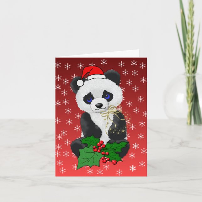 Cartes Pour Fêtes Annuelles Panda de Noël (Devant)